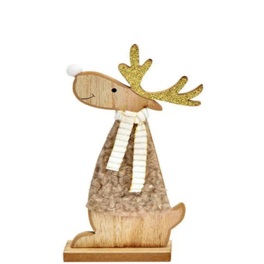 NATALE- RENNA IN LEGNO CON GLITTER